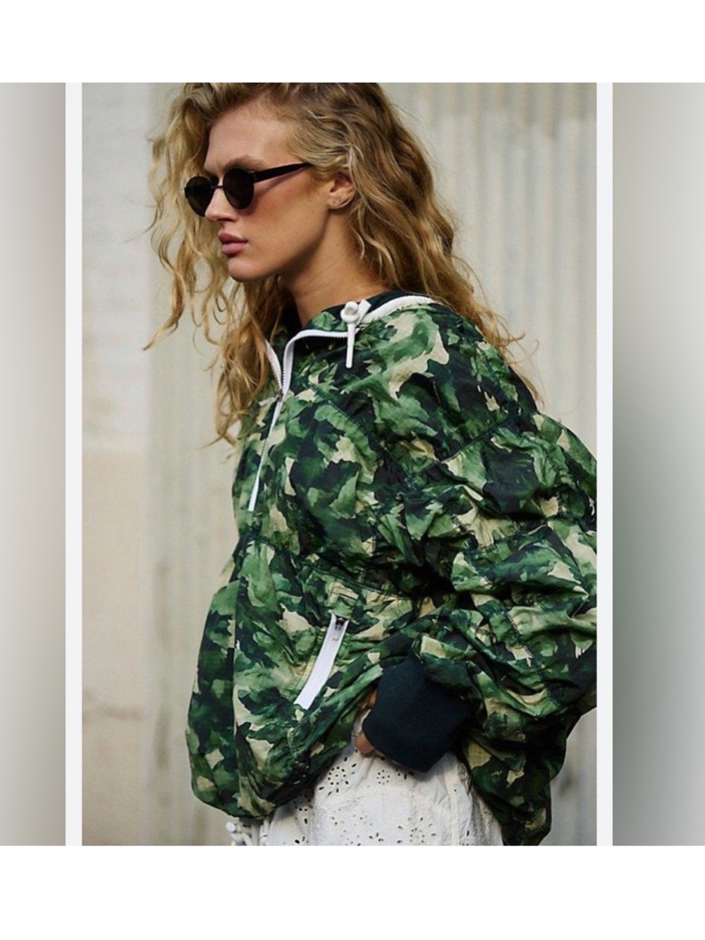 FREE PEOPLE MOVEMENT HAPPY CAMPER JACKET CAMO PATTERN  XS